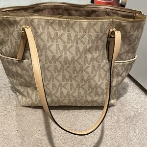 Michael Kors white and tan purse